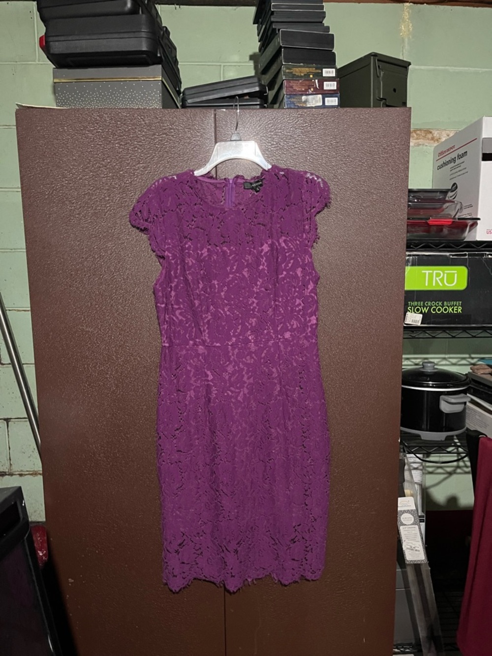 Purple Lace Cap-Sleeve Sheath Dress
